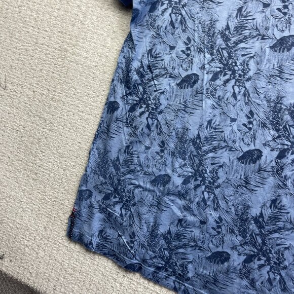 Au Noir Mens 6 / 2XL Polo Blue Tropical Floral AOP Summer Short Sleeve Stretch - Picture 14 of 14